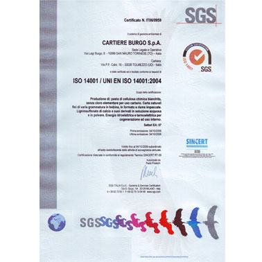 Certificazione Ambientale ISO 14001.